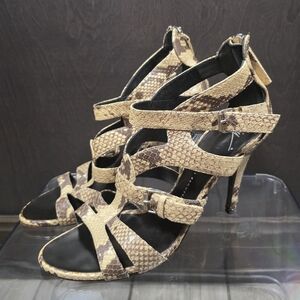 Giuseppe Zanotti Faux Snakeskin Gladiator Heels | Size 9 | Y2K Glamcore Edge
